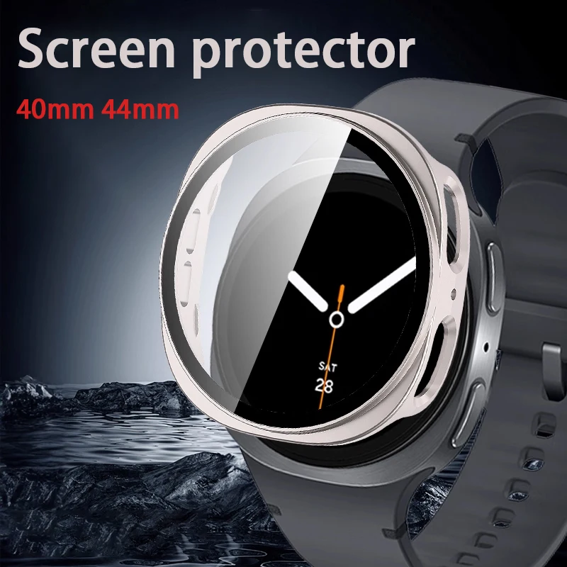 Hülle für Samsung Galaxy Watch 8 44 mm 40 mm PC-Abdeckung Bumper Displayschutzfolie gehärtetes Glas + Film Galaxy Watch 8 Zubehör