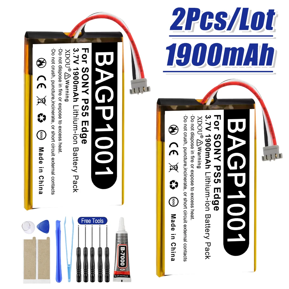 2 Baterías de 3.7V 1900mAh para el Control de Juego PS5 Edge, BAGP1001 para SONY PS5 DualSense Edge