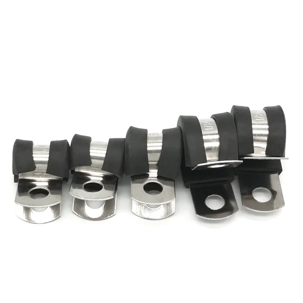 Morsetto per tubi tipo P da 10 pezzi con fascette stringitubo in gomma 304SS P morsetto per cavo singolo con dadi e bulloni