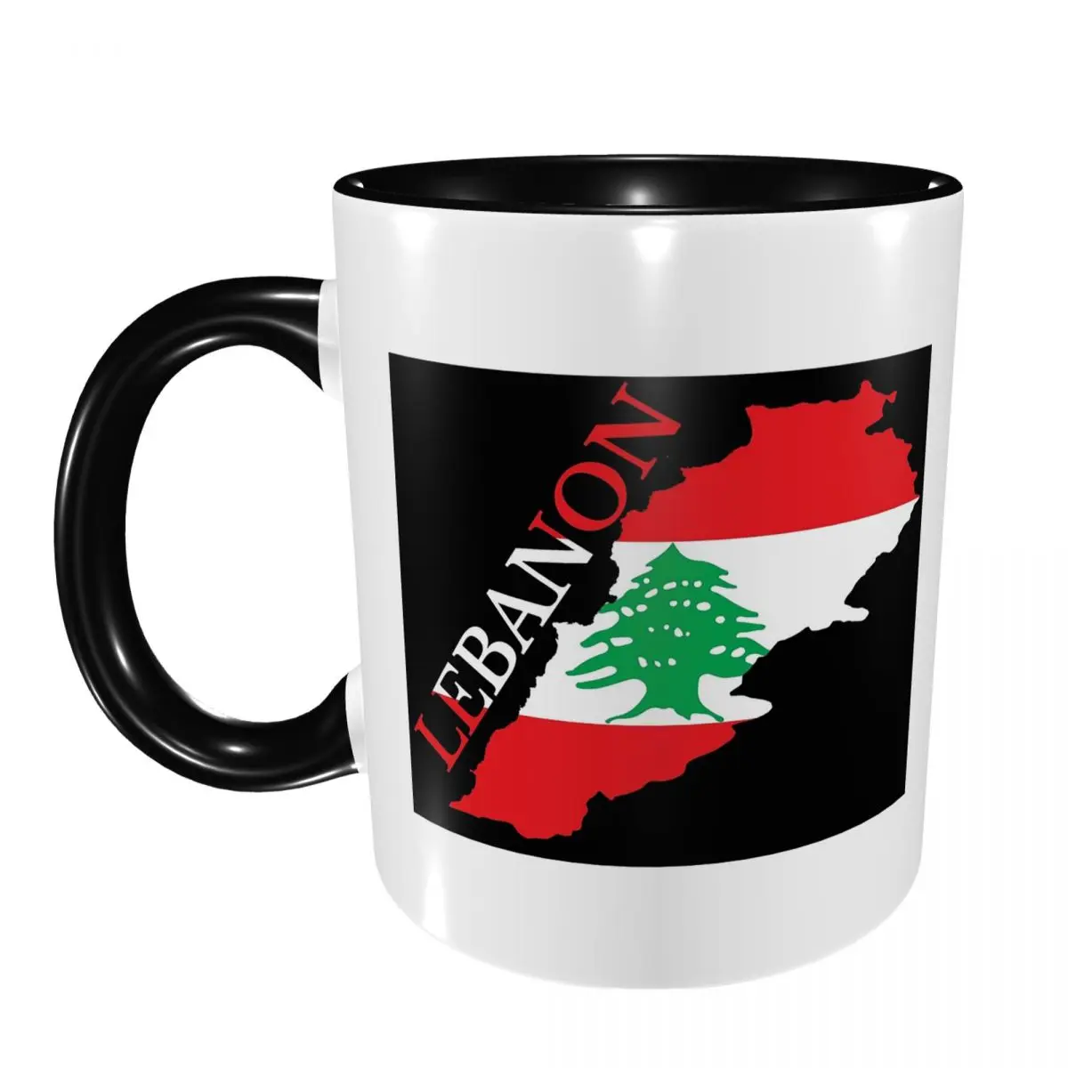 Lebanon Flag Map Mug Funny Ceramic Coffee Cups Tea Mugs Milk Cup Drinkware Gift for Friends