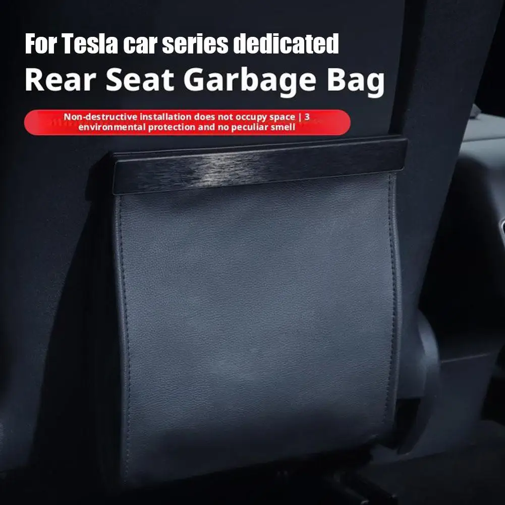 Auto Müll Tasche Mit LED Wasserdichte Magnetische Adsorption Lagerung Tasche Sitz Hängen Mülleimer Für Tesla 19-15 Modell 3 21-25 Modell Y