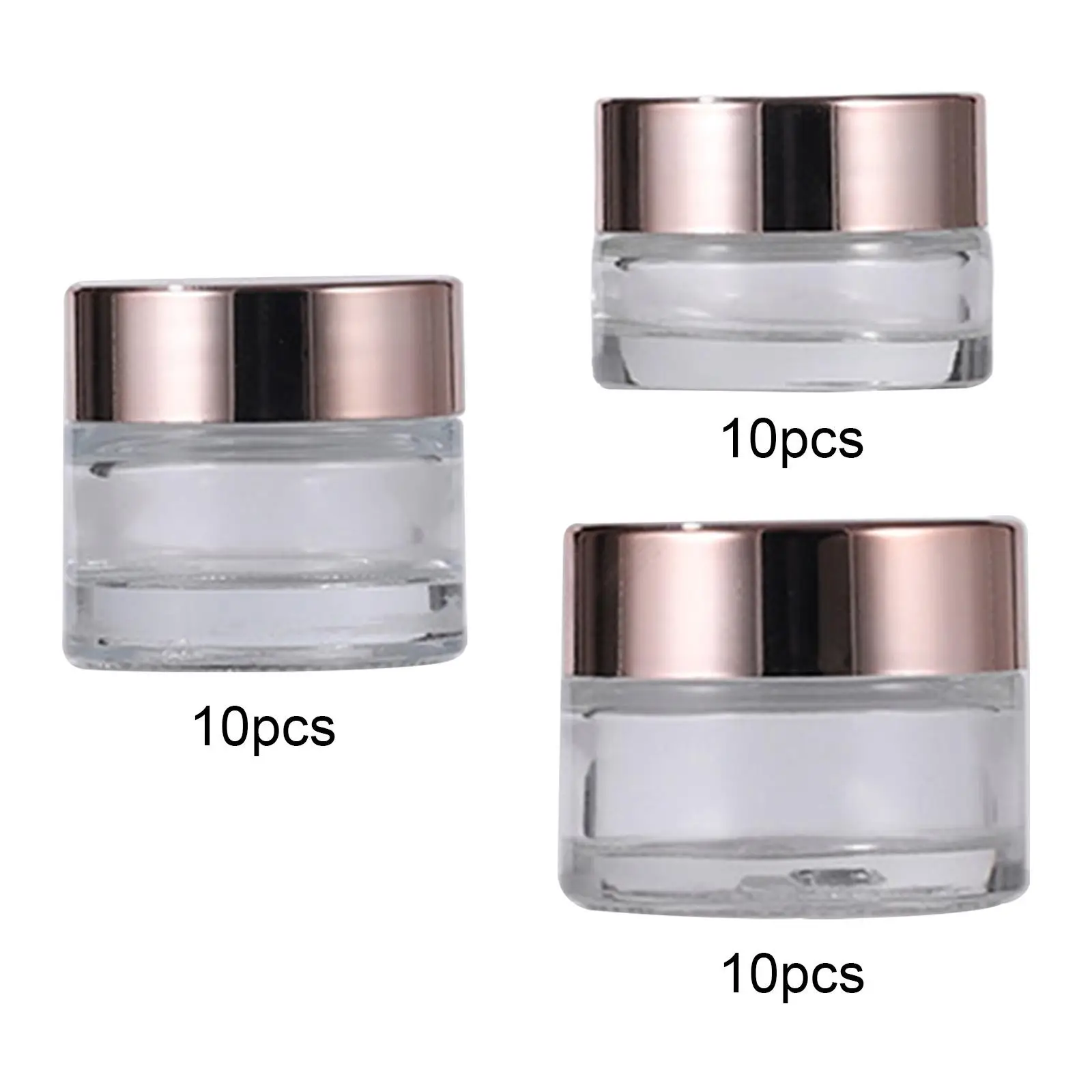 10 sztuk Przezroczystych Słoiczków Kosmetycznych Wielokrotnego Użytku z Zakrętkami Szklane Okrągłe Pojemniki na Olejki Eteryczne, Puder do Makijażu, Małe Butelki
