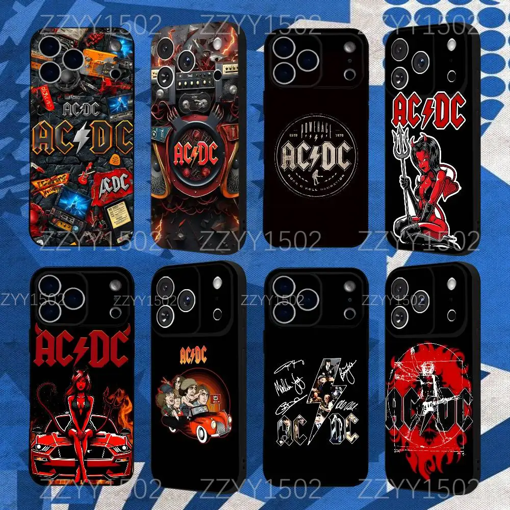 

A-AC Band D-DC Phone Case For iPhone 17,16,15,14,13,12,Pro,Max,Plus,E,SE4,Air,Mini Black Funda Shell