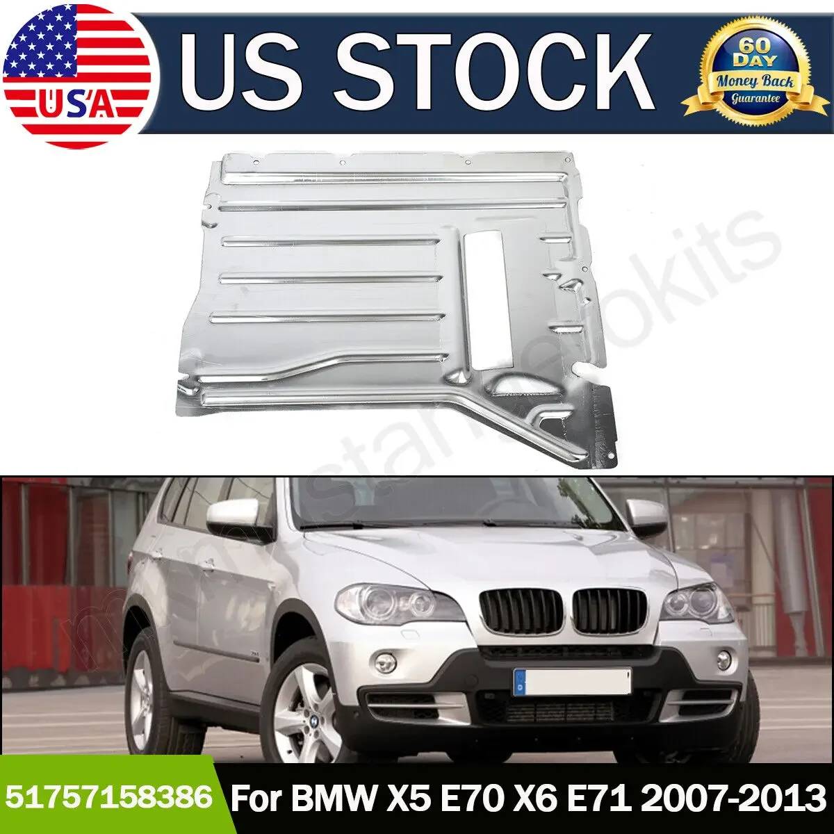 MAGICKIT For BMW X5 E70 X6 E71 Under Floor Shield Plate Coating Center Cover Car Engine Shield Lower Protector Plate Accessories