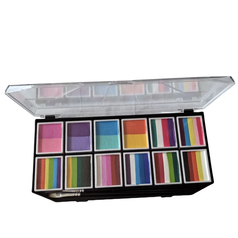 Nowa 12-dzielona paleta wkładek aktywowana wodą malowanie ciała Rainbow Colors Hydro Face Paint Palette