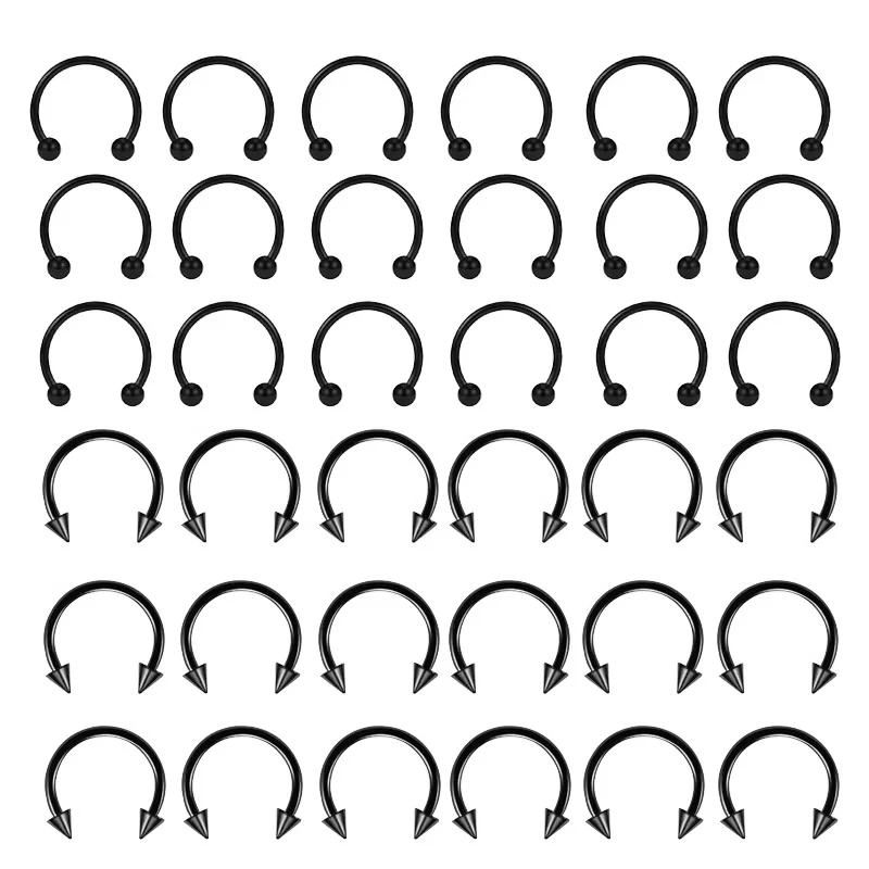 36PCS Stainless Steel Horseshoe Septum Piercing Lot Horseshoe Nose Piercing Ring Bulk Fake Nose Ring Horseshoe Earring Cartilage