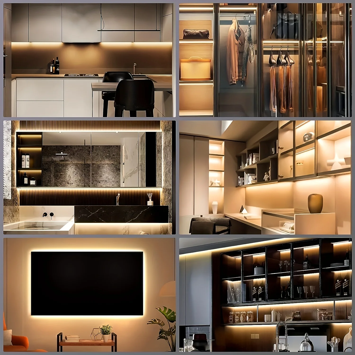 Lámpara Nocturna LED de 1m con Sensor de Gestos, Control Inteligente, USB, Tira de Luces LED de 60 LED, Retroiluminación para TV, Cinta Adhesiva para Cocina