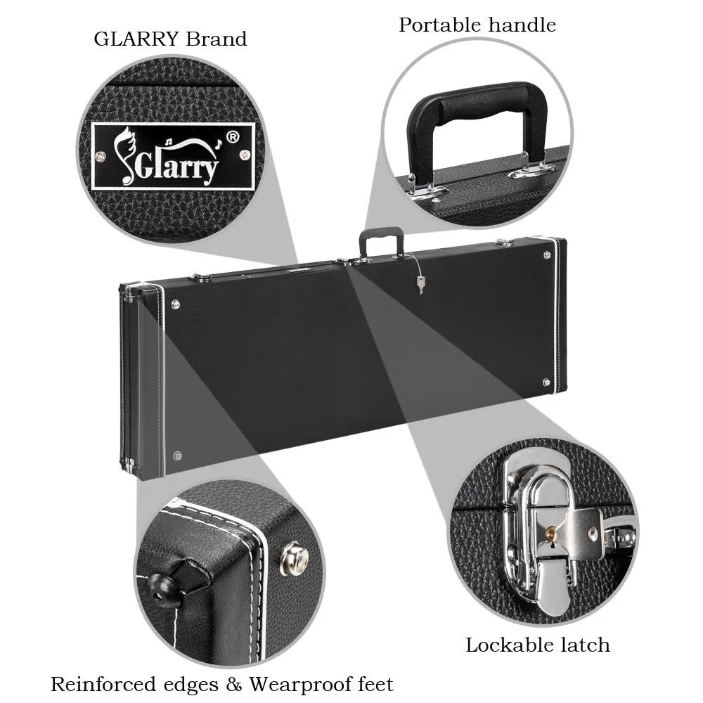 

Glarry Universal Square Bass Guitar Hard Case Wooden Shell Lockable Carry Case