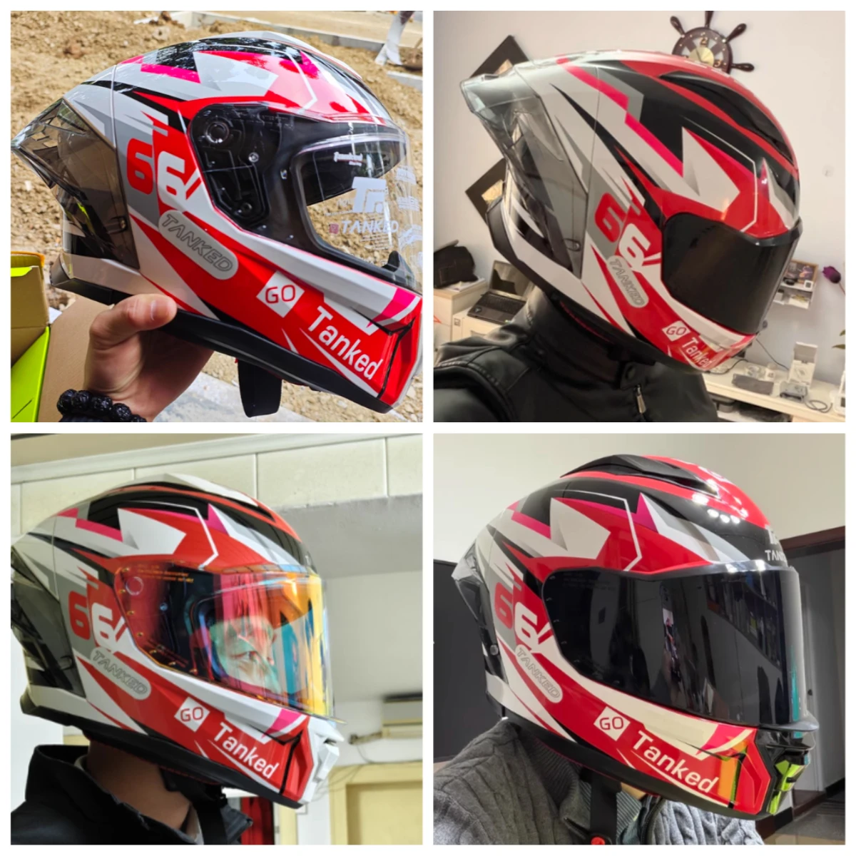 Tanked Motorcycle Helmet Challenger  Full Helmet Imitation Racing Motocross Safety Helmet Unisex All-season Riding DOT ECE