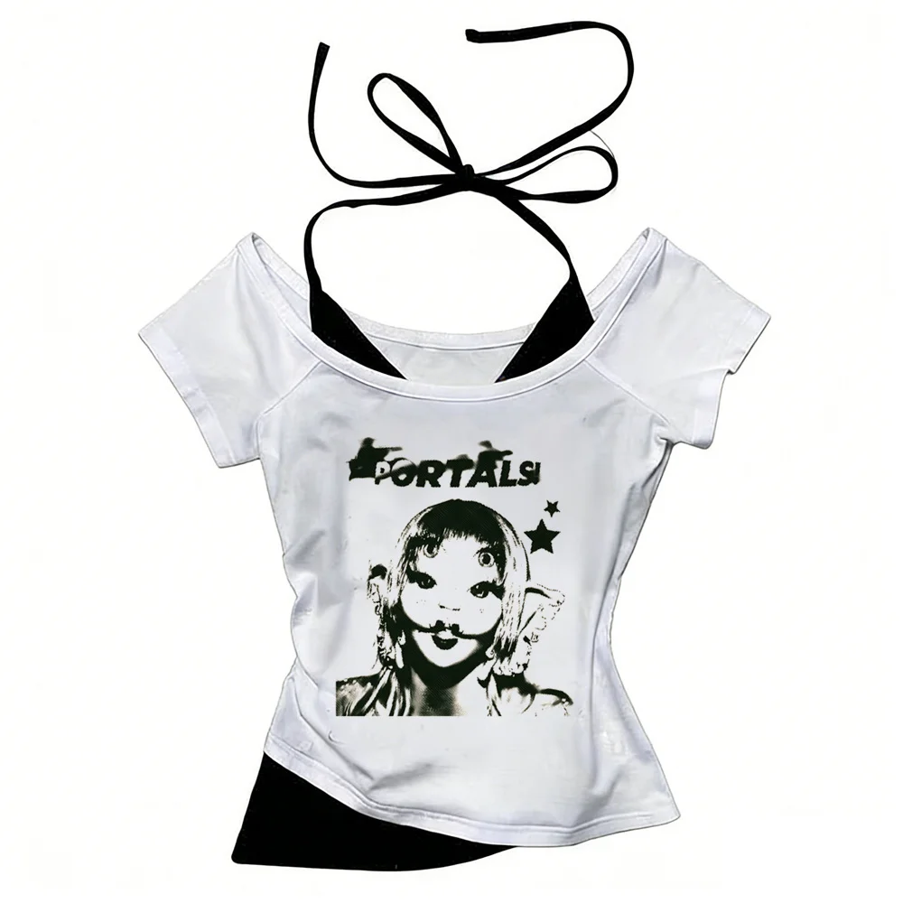Melanie Matinez crop top teen grunge kawaii japan graphic party top tees meme goth 2000s korean fashion clearance sales