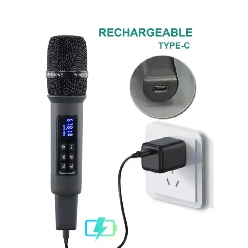 Wireless Microphone Portable Bluetooth Battery Charging Smart Singing Live Sound Card Stage Professional Reverb Microphone