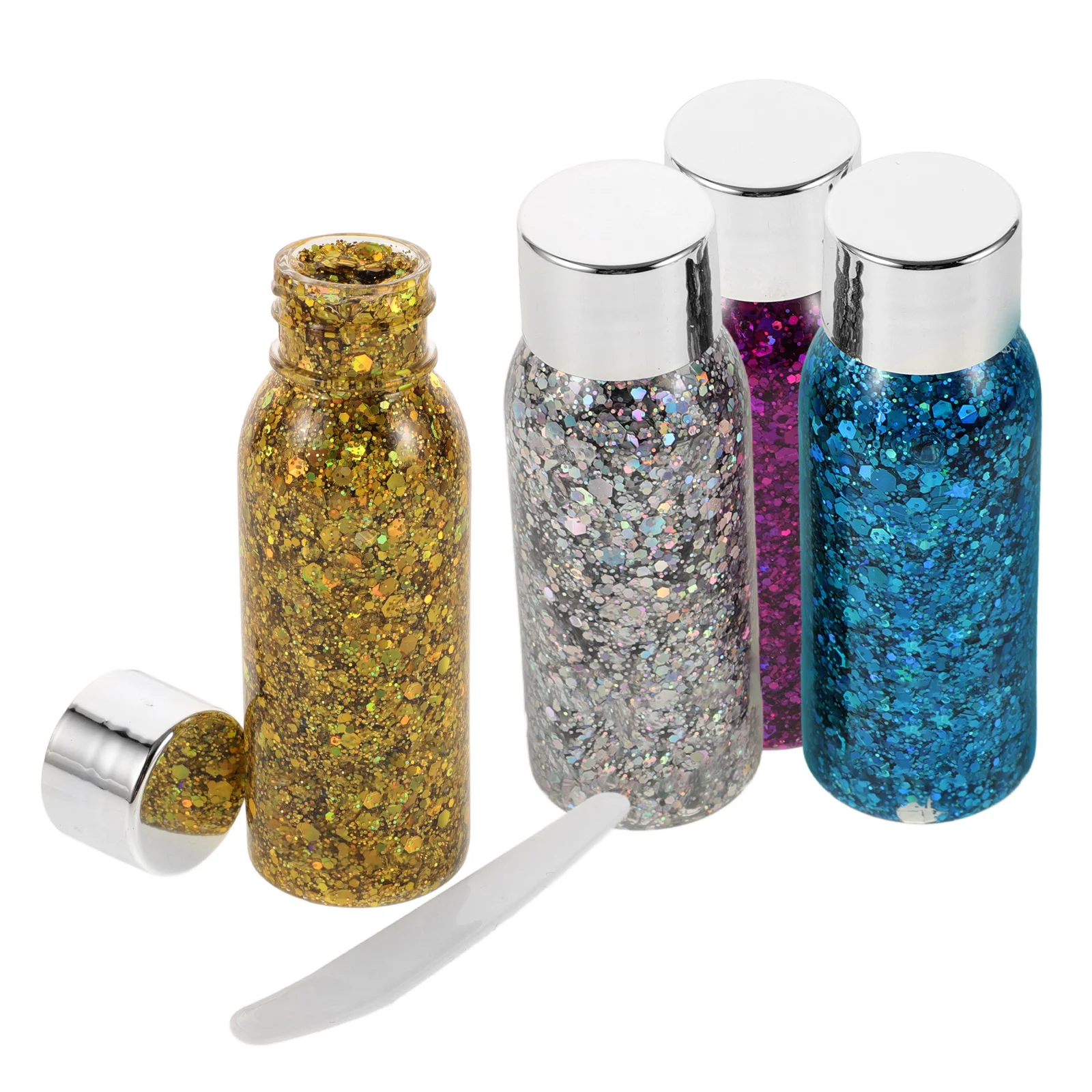 

4 Pcs Liquid Eyeshadow Body Glitter Lotion Black Eyeliner Shimmer Oil Biodegradable