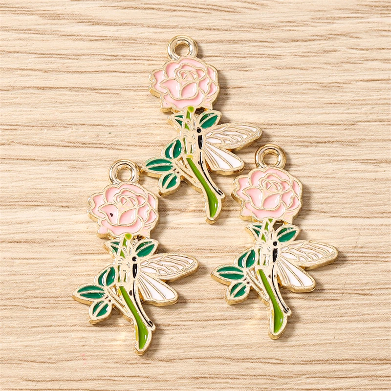 10 Stück 18x28mm Niedliche Emaille-Rosenblüten-Anhänger für Schmuckherstellung, Halsketten, Ohrringe, Armbänder, DIY-Bastelzubehör – Detail 10