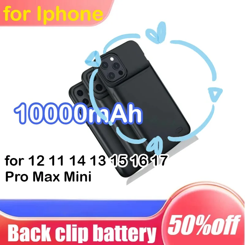 

10000mAh Battery Case for Iphone XS Max XR 6 7 8 Plus 12 11 14 13 15 16 17 Pro Max Mini Power Bank Charger Cover