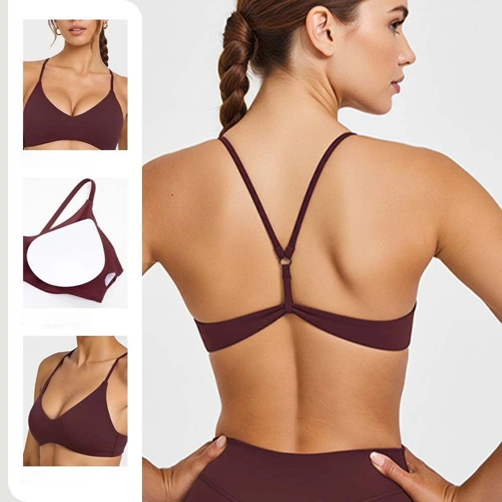 Fashion Red Christmas Yoga Bra Cross Border Sports Bra with Padded Push Up Push Up Padded Sports Bra