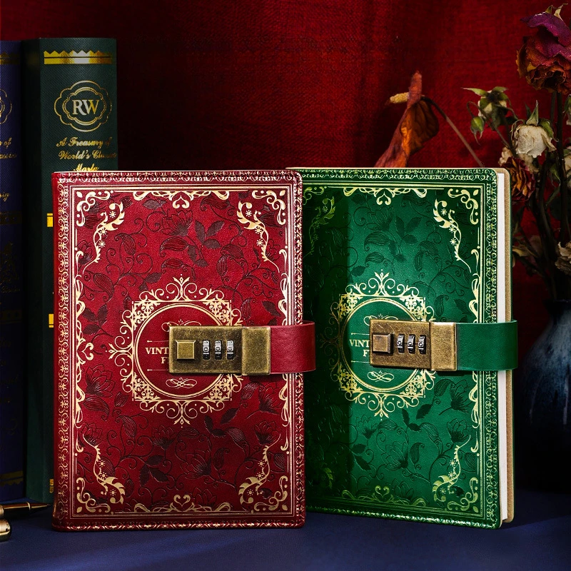 B6 Retro Code Book with Lock Thickened Student Diary Classroom Writing Notebook High-value DIY Handbook School Supplies