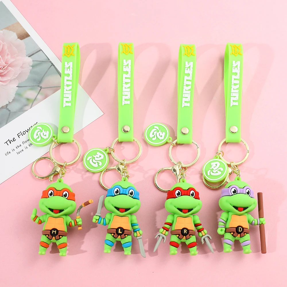 Anime Ninja Turtle Figure Keychain Teenage Mutant Ninja Turtles Raphael Donatello Doll Keyring Car Key Bag Ornament Gift