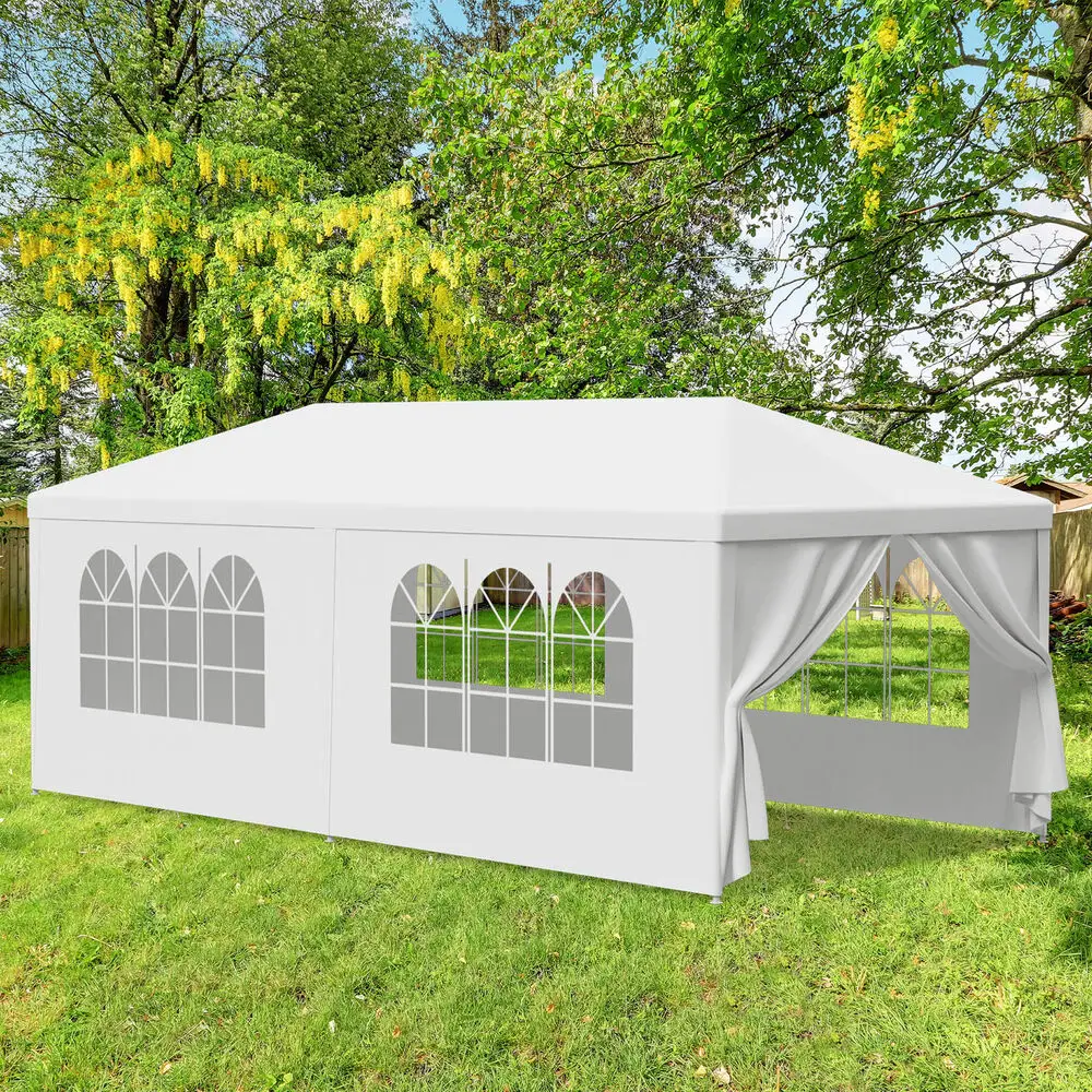 

10 x 20' Outdoor Gazebo Party Tent with 6 Side Walls Wedding Canopy Cater Events