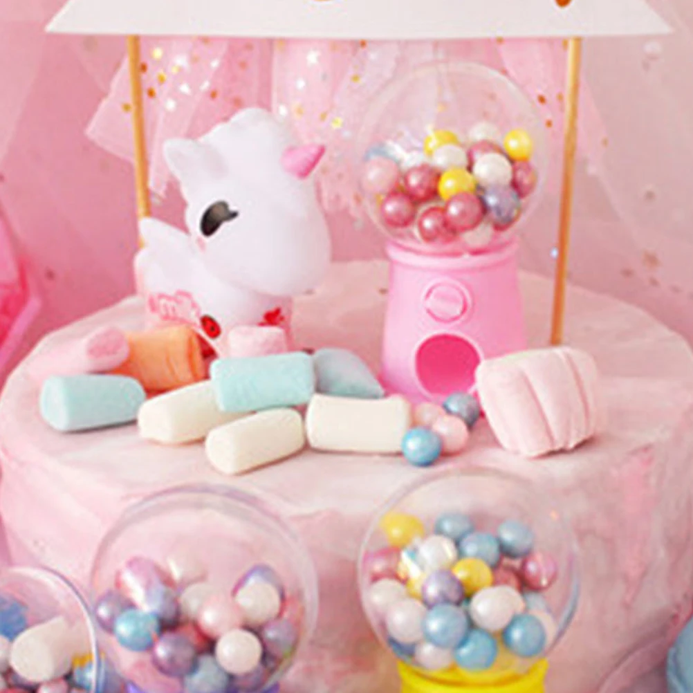 

3pcs Mini Gumballs Machine Plastic Candy Dispenser For Kids Lightweight Compact Size Easy Storage Surprise Gift Hand-On Ability