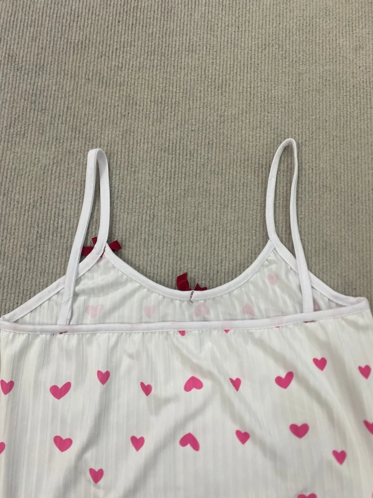 فستان بفتحة كتلة ألوان مطبوعة على شكل قلب مع زخرفة من الدانتيل وتفاصيل فيونكة بدون أكمام فستان سهل الارتداء للنساء وصل حديثًا #6