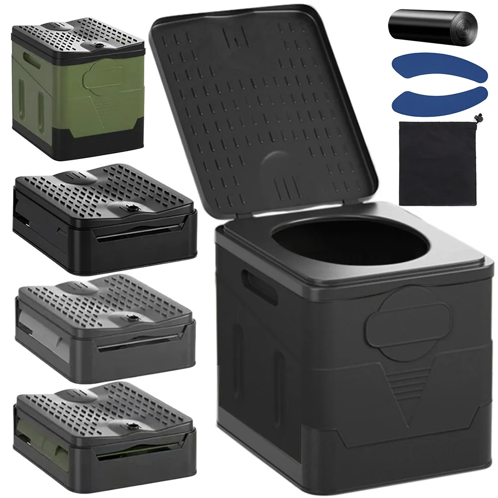 Portable Toilet Car Toilet Bucket Trash Can Travel Outdoor Camp Folding Toilet for Tour Emergency Self-driving for Adults & Kids