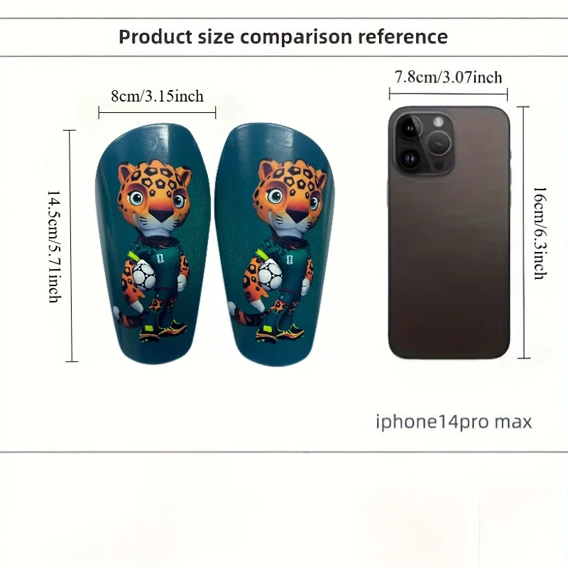 New Football Shin Guards 1 Pair Cartoon Mascot Pattern Sports Protection Leg Pads for Soccer Games