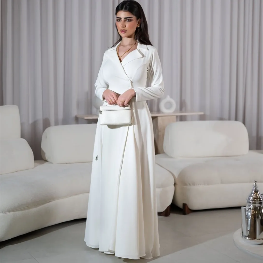 

Customized Long V-Neck Crepe Evening Dresses A-Line Pleated حزب اللباس Floor Length Zipper Back Prom Dresses for Women