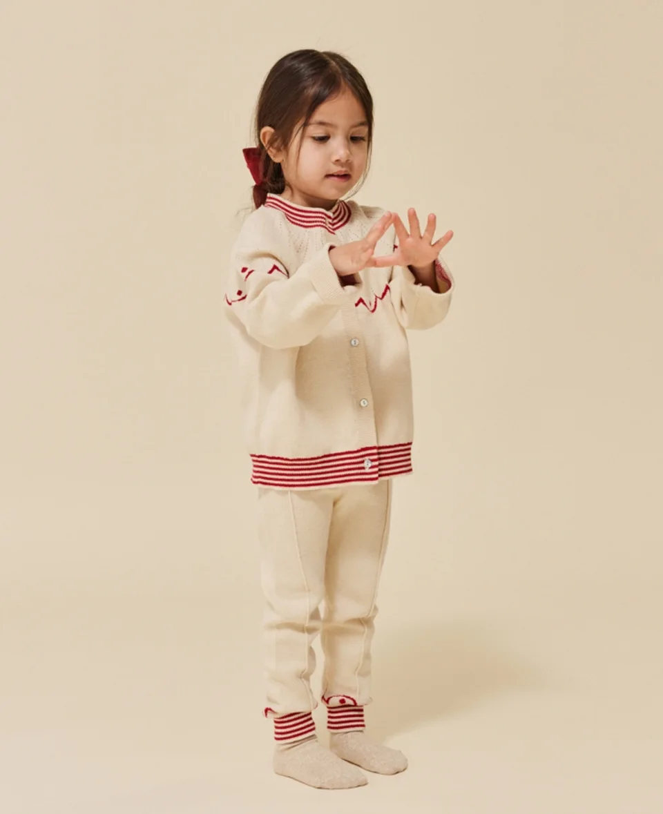 2023 KS Spring Baby Girl Clothes Set Infant Knit Sweater Cardigan Jumpsuit Long Sleeve Pullover Children Pants Suit