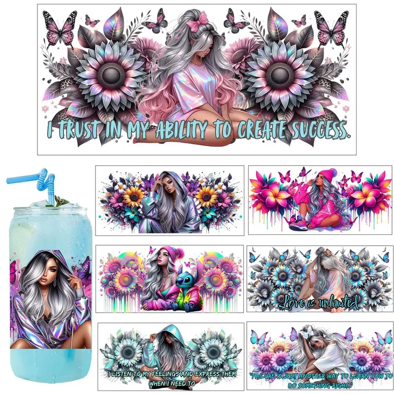 

Popular Fashion Trend Hip Hop Girl UV Sticker Party DIY Decals 3D transfers uvdtf tumbler seal stickers 16oz uv dtf cup wraps