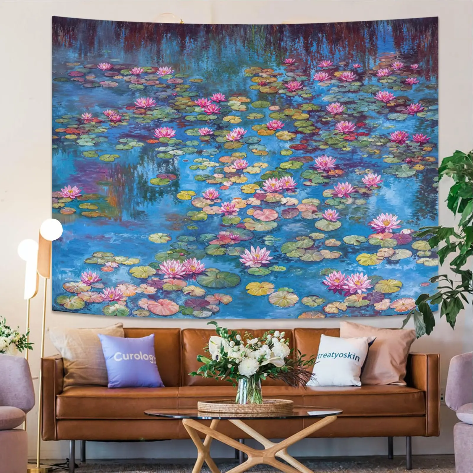 Bohemian Tapestry Oil Painting Style of Natural Scenery for Hanging on Otaku Bedroom House Walls Sweet Pink Sakura School