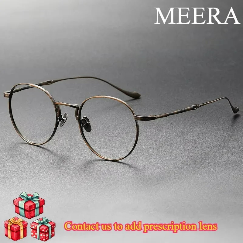 

Luxury Ultra-light Glasses Frame Titanium Men Women Eyeglasses Frame Retro Round Big Wide-rimmed Optical Prescription Glasses