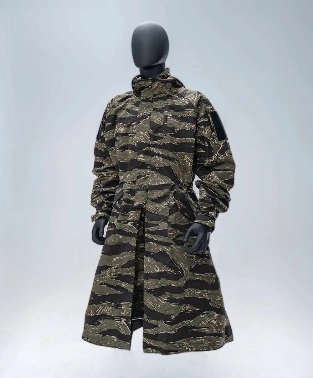TRN-Tactical Crepe Shirt, Improved Cotton Imitation Linen, Smock Coat, Long Trench