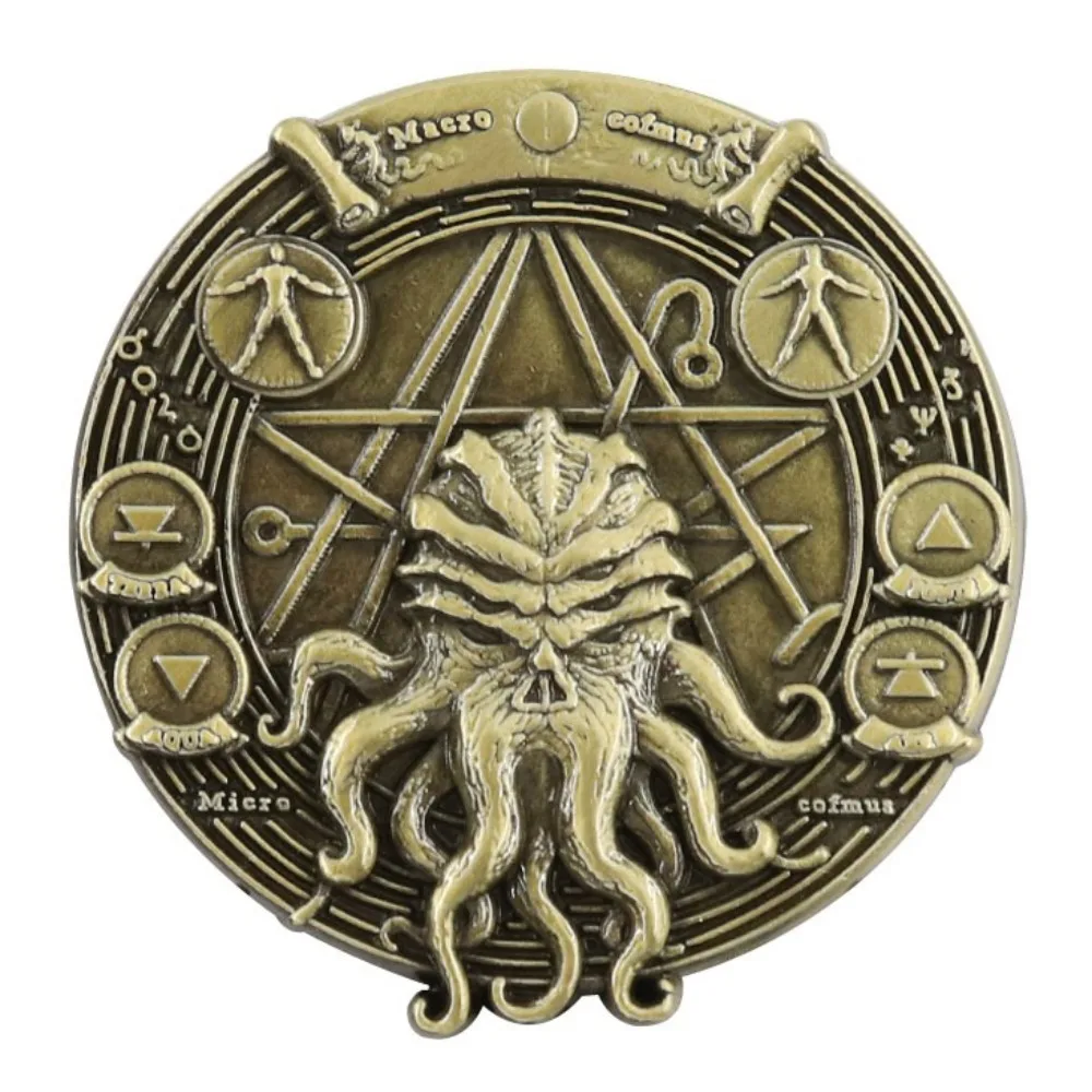 1 قطعة ثلاثية الأبعاد Cthulhu الخماسي شارة HP Lovecraft Necronomicon Sigil بروش كراكن الإغاثة دبوس خمر المعادن الملحقات