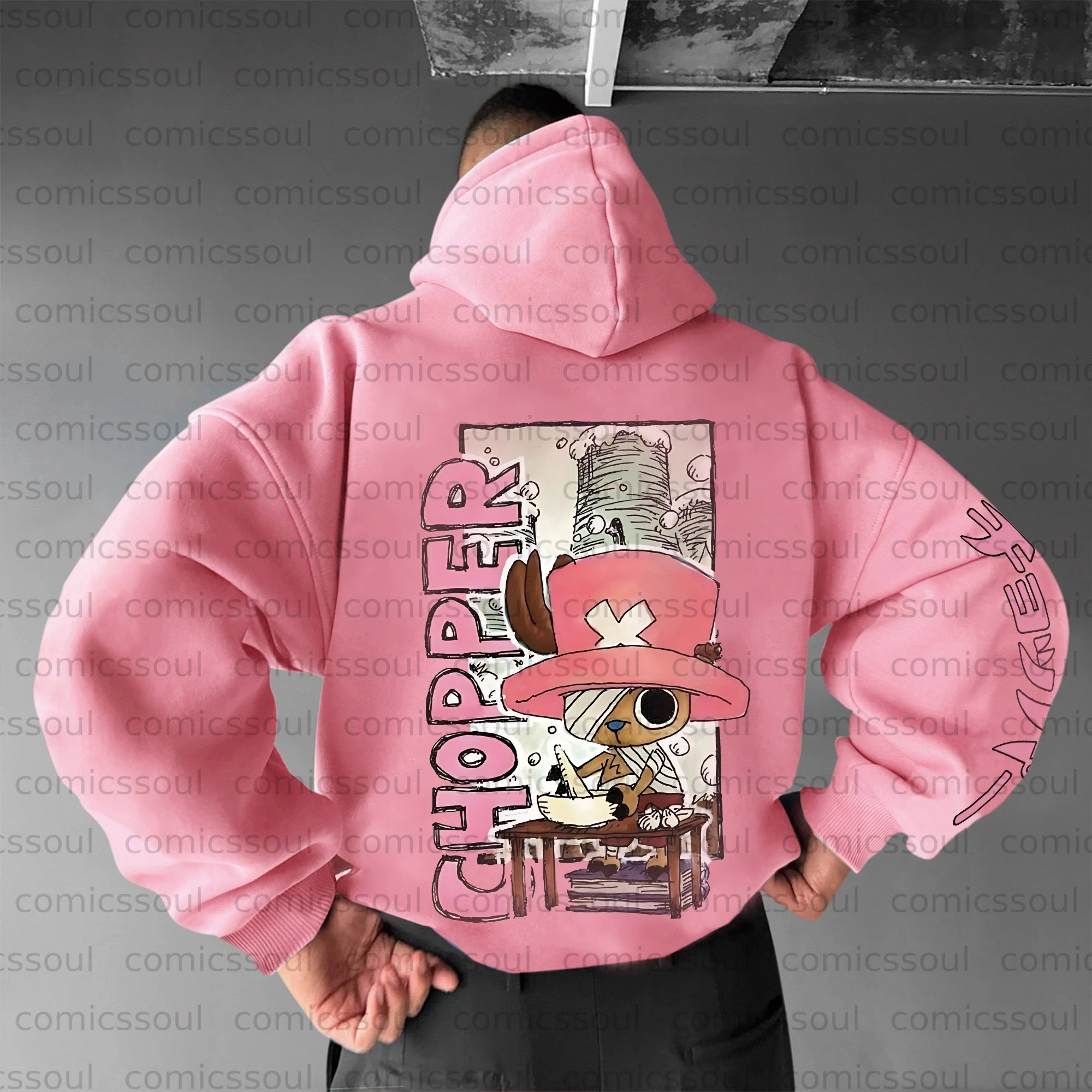 

One Piece Chopper Pink Hoodie Men Women Autumn Winter Loose Casual Streetwear Running Fitness Anime Sweatshirt with Cute Print