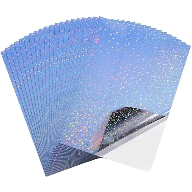 20 arkuszy A4 Wodoodporny papier do drukarek atramentowych do drukowania holograficznego winylu - samoprzylepny laserowy efekt diamentowy do drukowania atramentowego