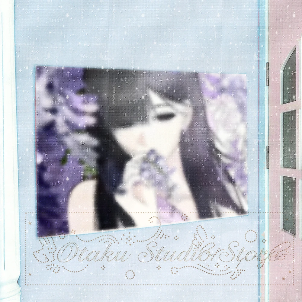 しとしと Soft Cool‑Tone Maiden Tapestry, Dark Long Hair Girl With Purple Wisteria, Gentle Melancholy Art Wall Backdrop For Teen Girl