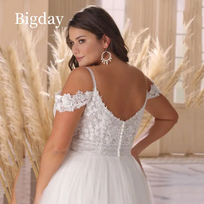 Elegante abito da sposa a-line Plus Size donna 2024 pizzo aperto sul retro bianco con spalle scoperte abito da sposa Sweetheart Vestidos De Novia