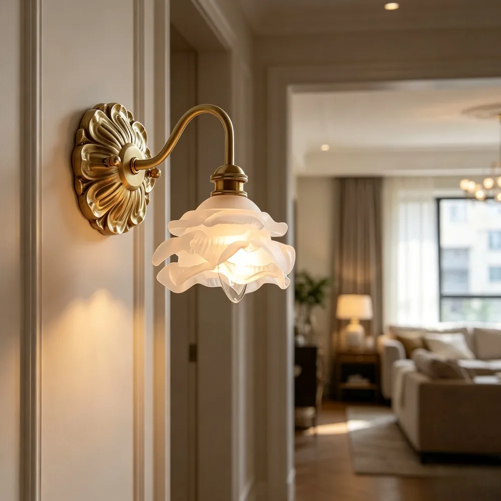 Frosted Glass LED Wall Light Switch Socket Home Decor Indoor Lighting Living Room Bedroom Beside Lamp