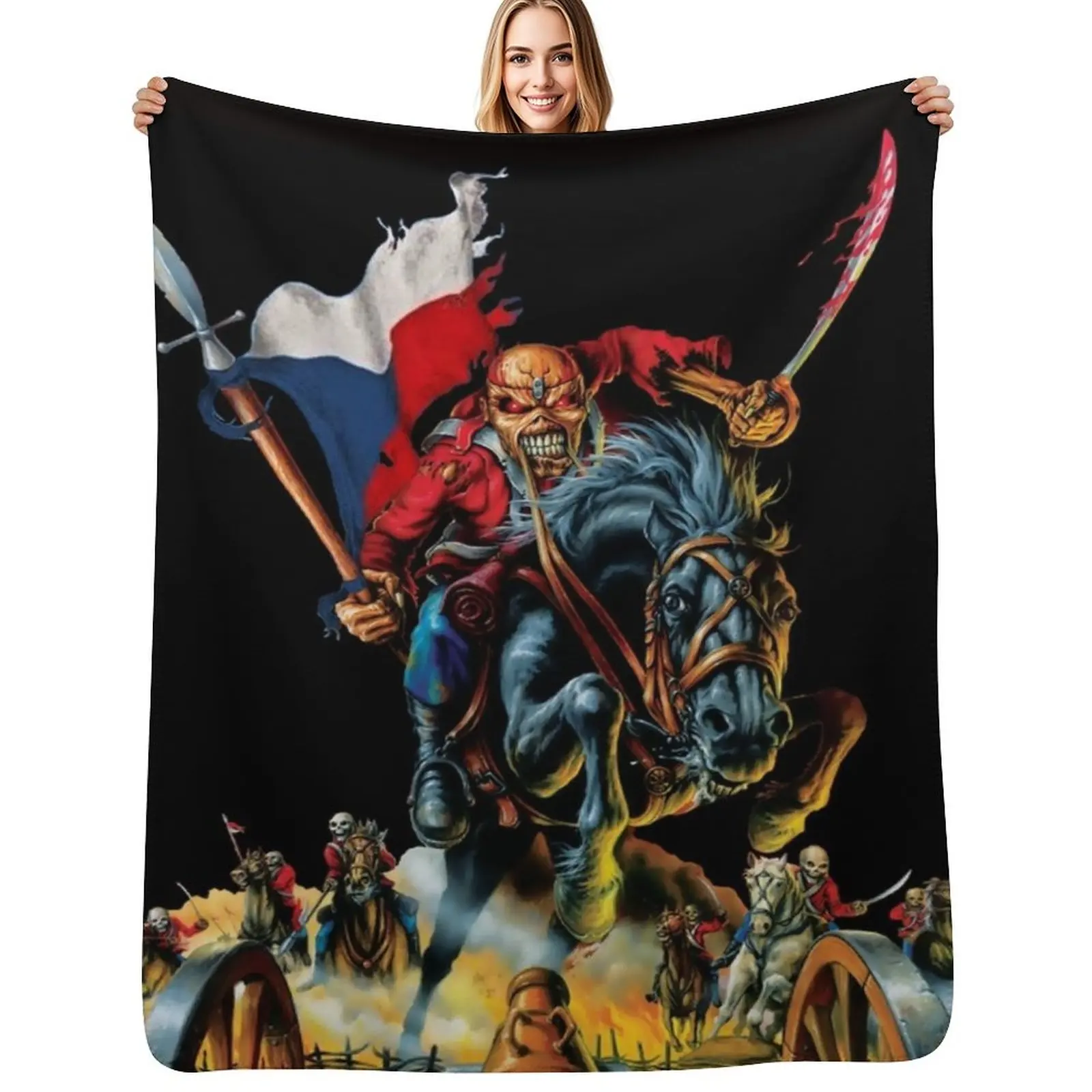Heavy Rock music Iron 80s skull Iron Throw Blanket Summer Cool Breathable Blanket for Sleeping