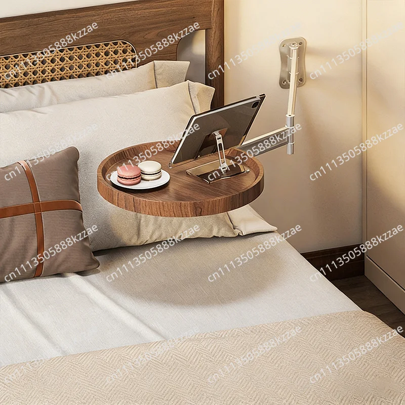 Foldable Rotatable Wall Mounted Table Bedside Storage Holder Multi-Purpose Floating Plate Home Living Room Small Tea End Tables