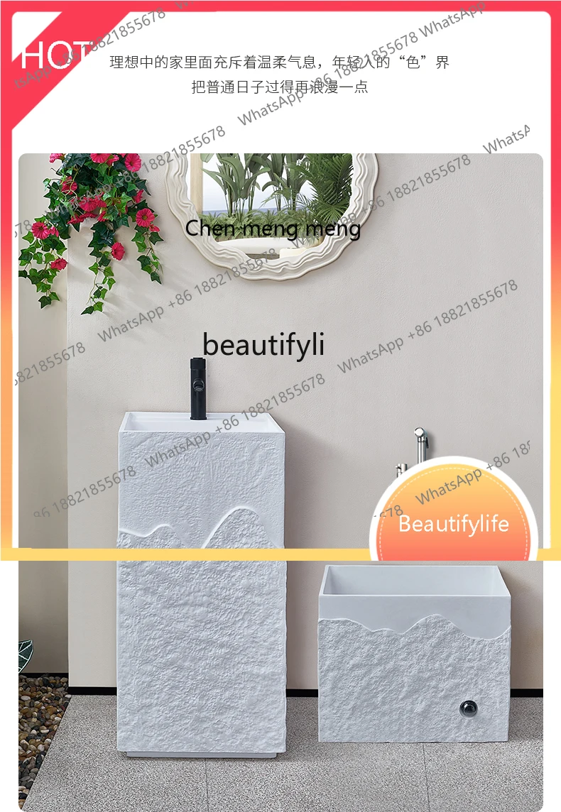 32 Courtyard Outdoor Integrated Pedestal Basin Wash Basin Creative Art Vertical Floor Sink