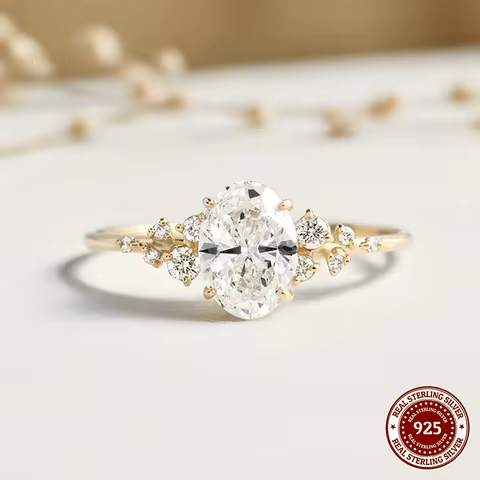 Unique Oval Cut 1ct-3ct Moissanite Halo Ring 925 Sterling Silver Half Eternity Rings for Woman Wedding Jewelry with Certificate