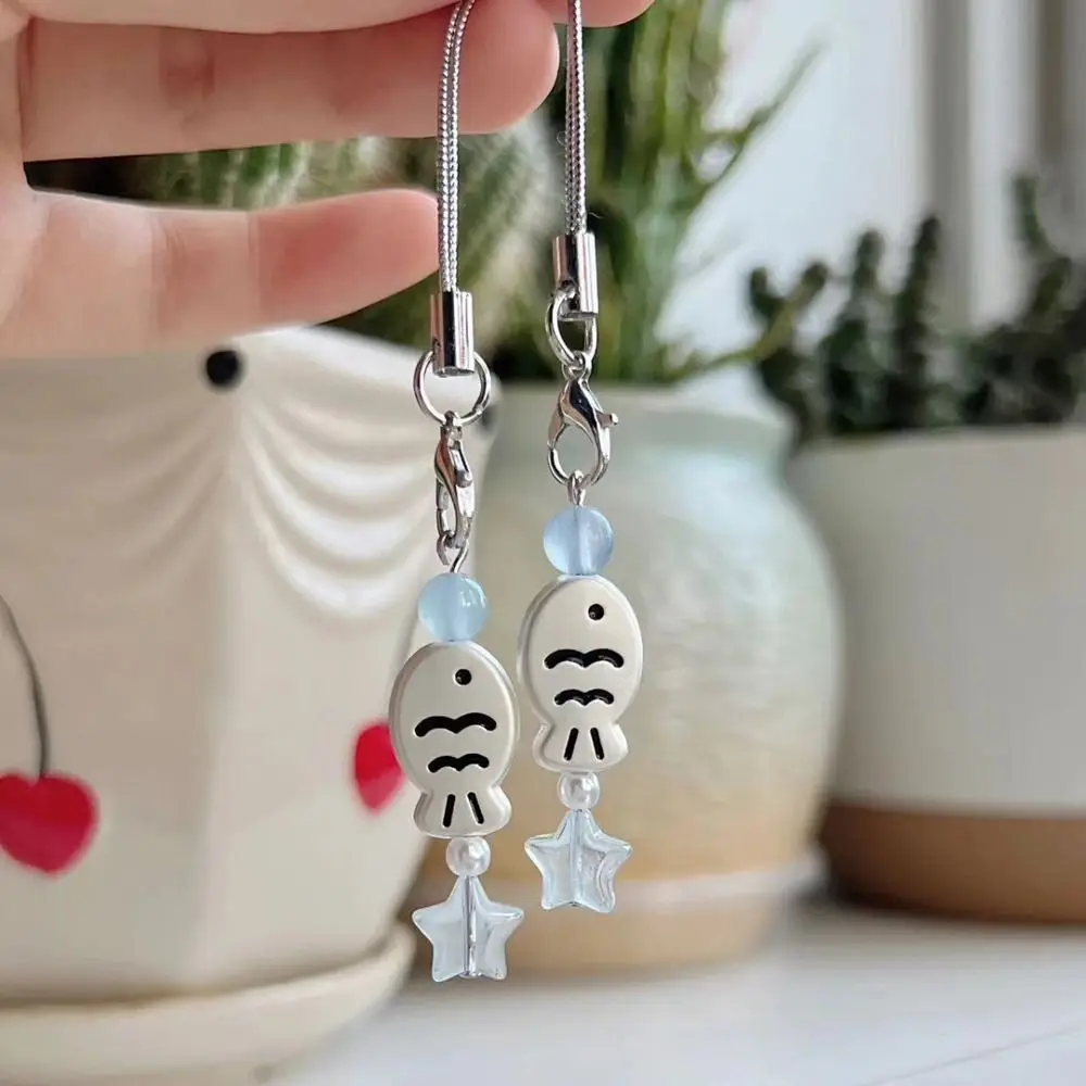 

Phone Case Sweet Y2K Fish Phone Chain Phone Charm Pendant Cell Phone Strap Beaded Cute Mobile Lanyard Bag Keychain