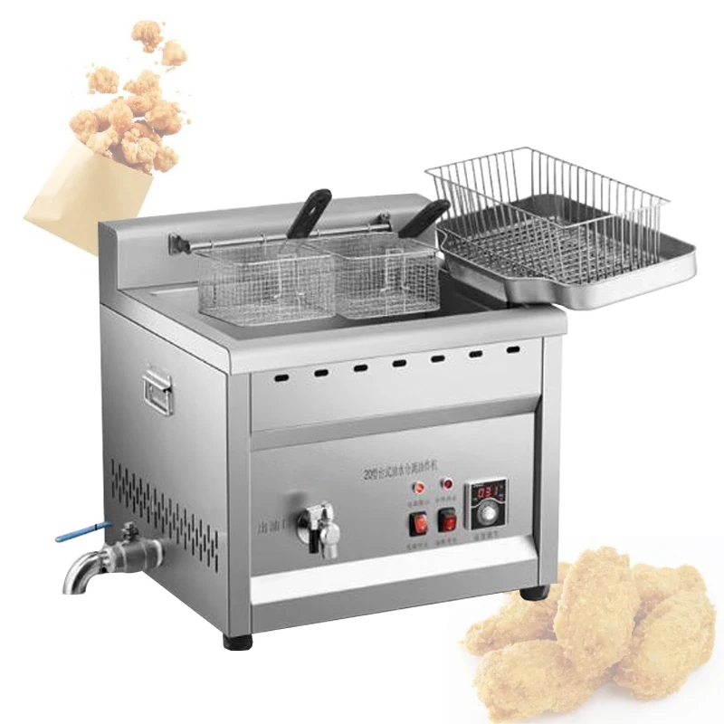 Freidora de separación de agua y aceite, puesto comercial, freidora eléctrica pequeña, giros de masa frita, freidora de patatas fritas