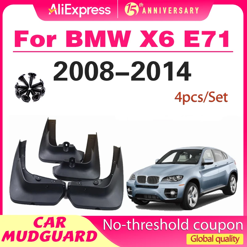 

For BMW X6 E71 2008 2009 2010 2011 2012 2013 2014 Mudflaps Fender Mud Flap Guard Splash Mudguard Car Accessories Front Rear 4pcs