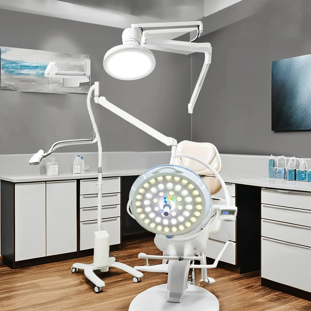 LED Surgical Light, 160-280mm Spot Shadowless Operating Lamp, 1200mm Depth Mobile Examination Lamp for Operating Room
