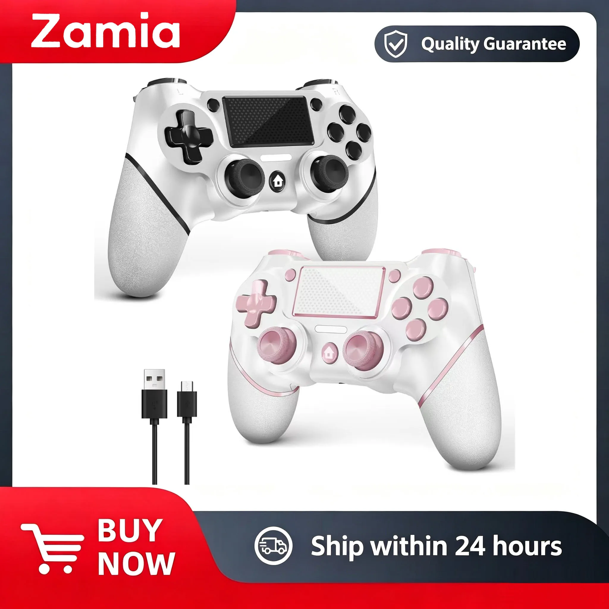 Zamia Wireless Game Controller for PS4 PS3 Console Computer PC Gamepad 6-axis Gyroscope Dual Vibration 3.5mm Jack Function