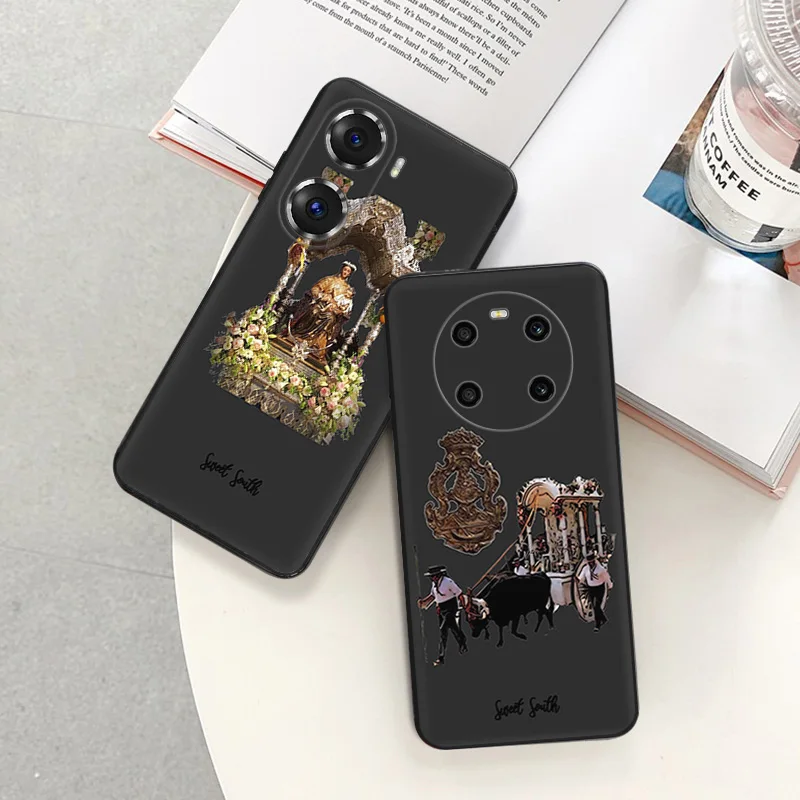 Black Soft Phone Case for Honor Magic5 Pro X7b X8b X9b X6 X7 X8 X9 A 90 70 Virgin Mary Jesus Church Pixel 6 7 8 6a 7a 8a Cover