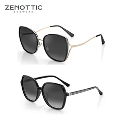 ZENOTTIC 2024 Fashion Polarized Sunglasses Women Cat Eye Oversized Vintage Metal Gradient Sun Glasses UV400 Protection