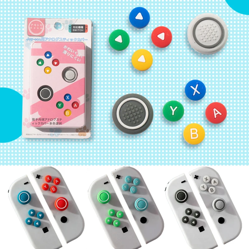 New Design Silicone Soft D-pad Cross Button ABXY Key Sticker Skin Case For Switch Oled NS Joy-con Thumb Stick Grip Cap Cover